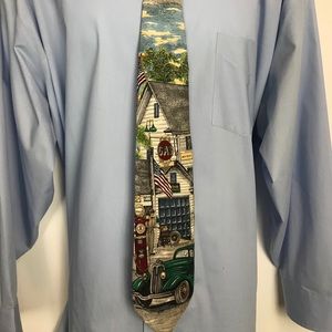Van Heusen Silk Tie Vintage Gas Station Theme